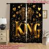 2D flat printing 2pcs Curtain Party Curtains Golden King Celebration Digital Printed Polyester Drapes Family Party Decoration