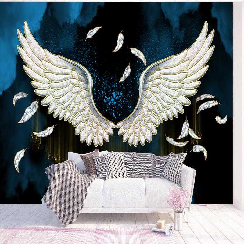 3D Mural Wallpaper European Angel Wings Oil Painting 3D Background Wall Decoration Living Room Bedroom Home Home Frescoes