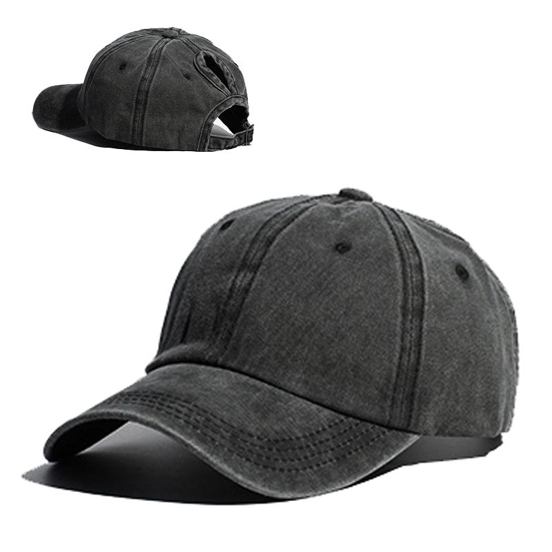 Vintage Ponytail Baseball Cap Women izable Fit Snapback Hat Mesh Distressed Summer Cap Woman Sunhat