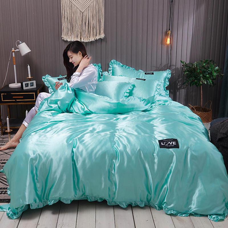 Luxury Royal 4pcs Satin Silk Duvet Cover Bedding Set Twin Full Queen Size King