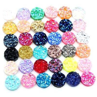Neue Mode 40 Stück 8mm 10mm 12mm Mix AB-Farben Natürlicher Erz-Stil Flache Rückseite Harz-Cabochons für Armband Ohrringe Zubehör