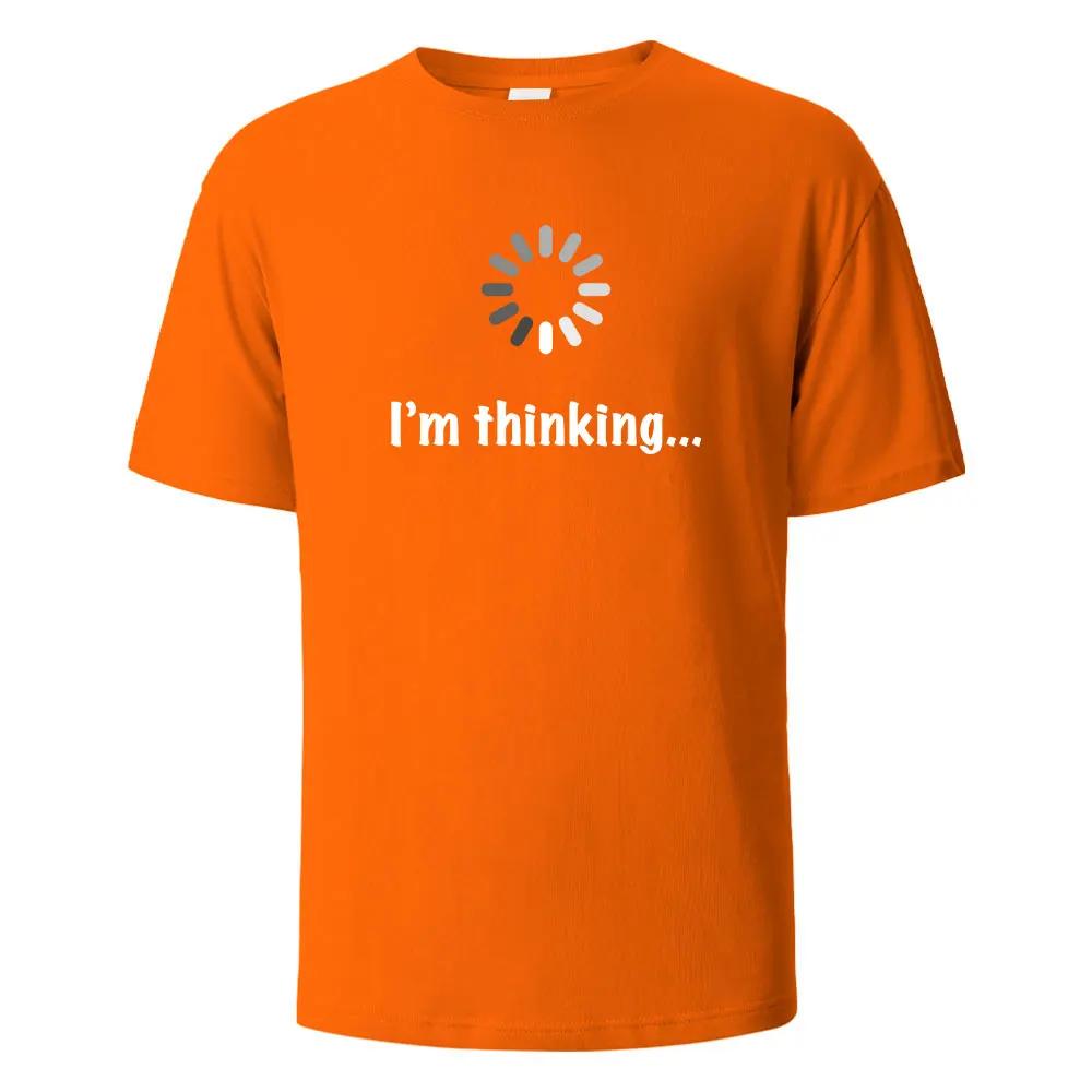 I Am Thinking About Interesting Printed T-shirts Summer Men's and Women's T-shirts Pure Cotton Casual Street Style Tops