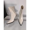 High-heeled short boots women's 2025 autumn and winter new Korean versatile pointed ankle boots thin boots French retro brown short boots
