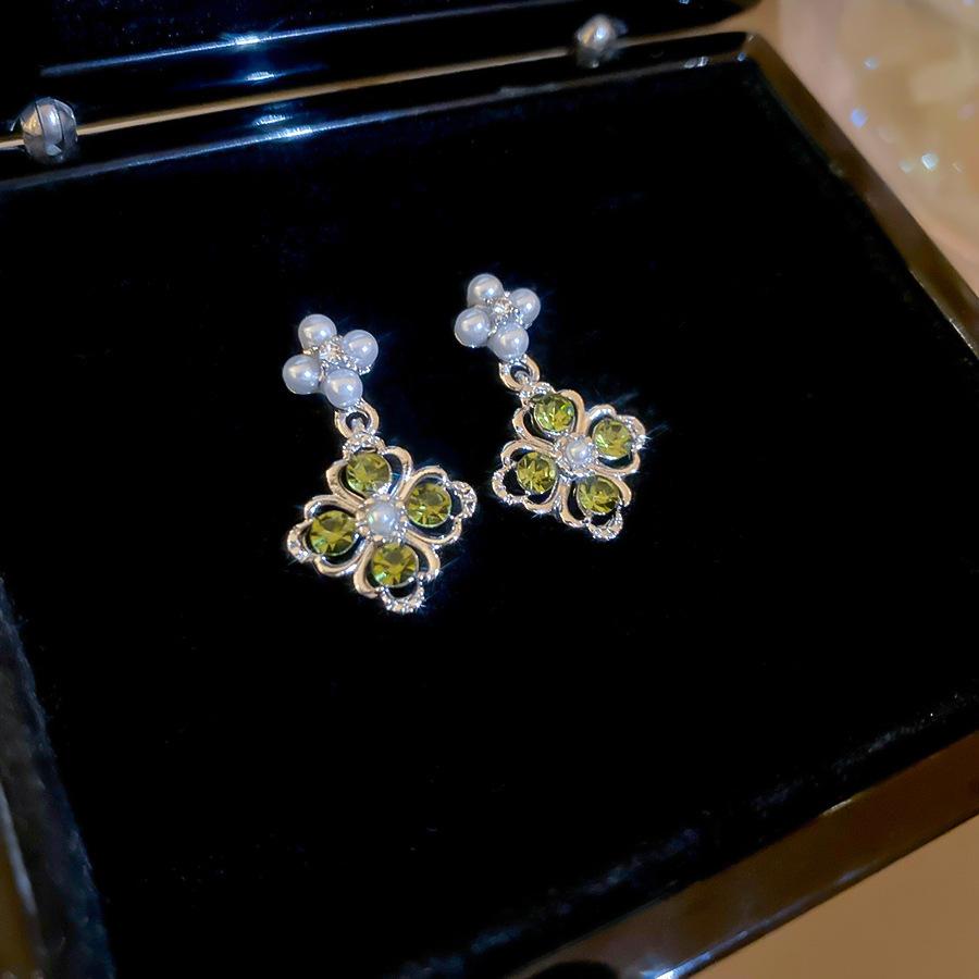 Silver Needle Korean Zircon Tassel Butterfly Flower Stud Earrings Niche Versatile Earrings Earrings Women