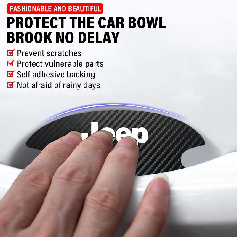 4 Stück Auto Türgriff Schutzaufkleber Emblem Autodekoration Styling für Jeep Compass Gladiator Grand Cherokee Zubehör Renegade Wrangler