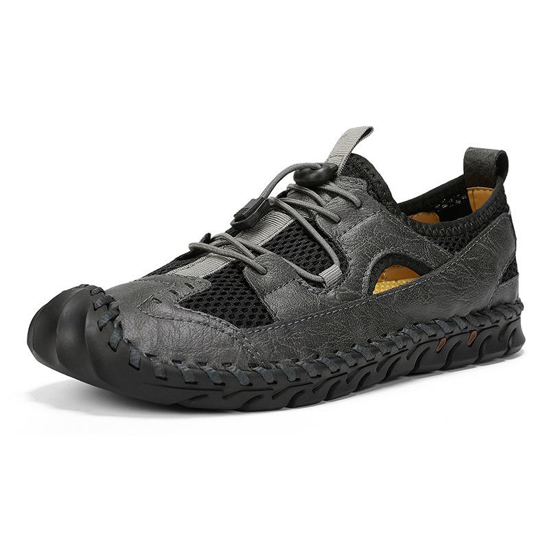 Men s Large Size Summer Breathable Mesh Sandals - New Fashion Beach Shoes 39 серый