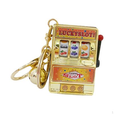 Lucky Slot Machine Bank mit rotierender Walze Compact Fruit Anhänger Tasche Glocke