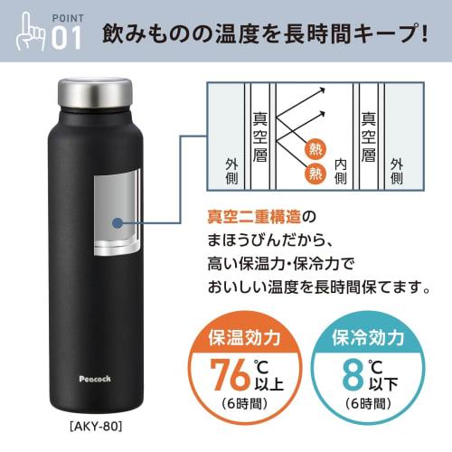 Keeps Drinks Hot and Cold for Hours. Peacock Vacuum Bottle Co., Ltd. 800ml Water Bottle, Web-Exclusive Color: Sand Khaki. Lightweight, Keeps Drinks Ho