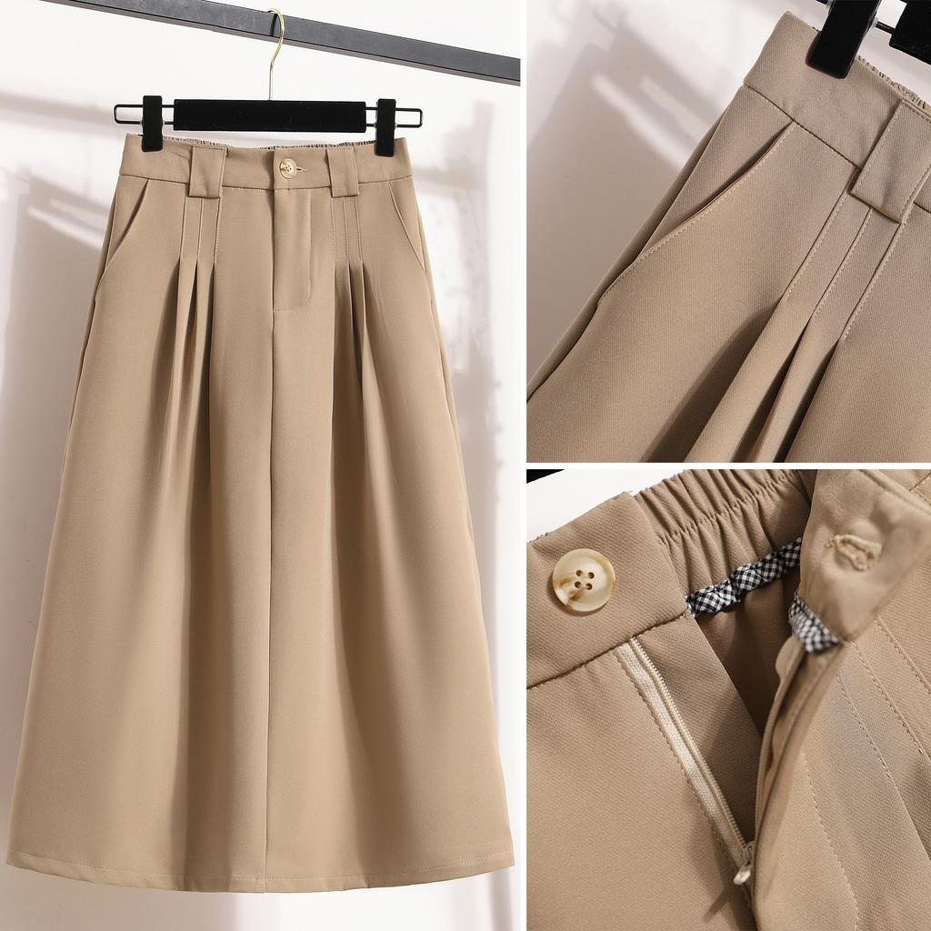 DIMANAF 2025 Frühling Sommer Übergröße Neue Röcke Damenbekleidung Mode Locker Plissee Rock Hohe Taille Vintage