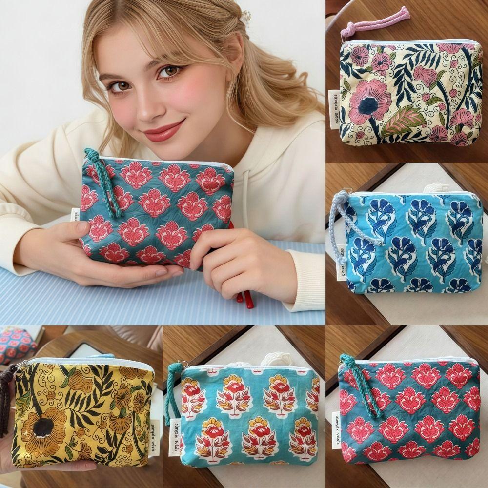 Fashion Vintage Sanitary Napkin Bag Mini Cotton Makeup Bag Zipper Indian Style Travel Bag Cosmetic,earphone Etc Storage