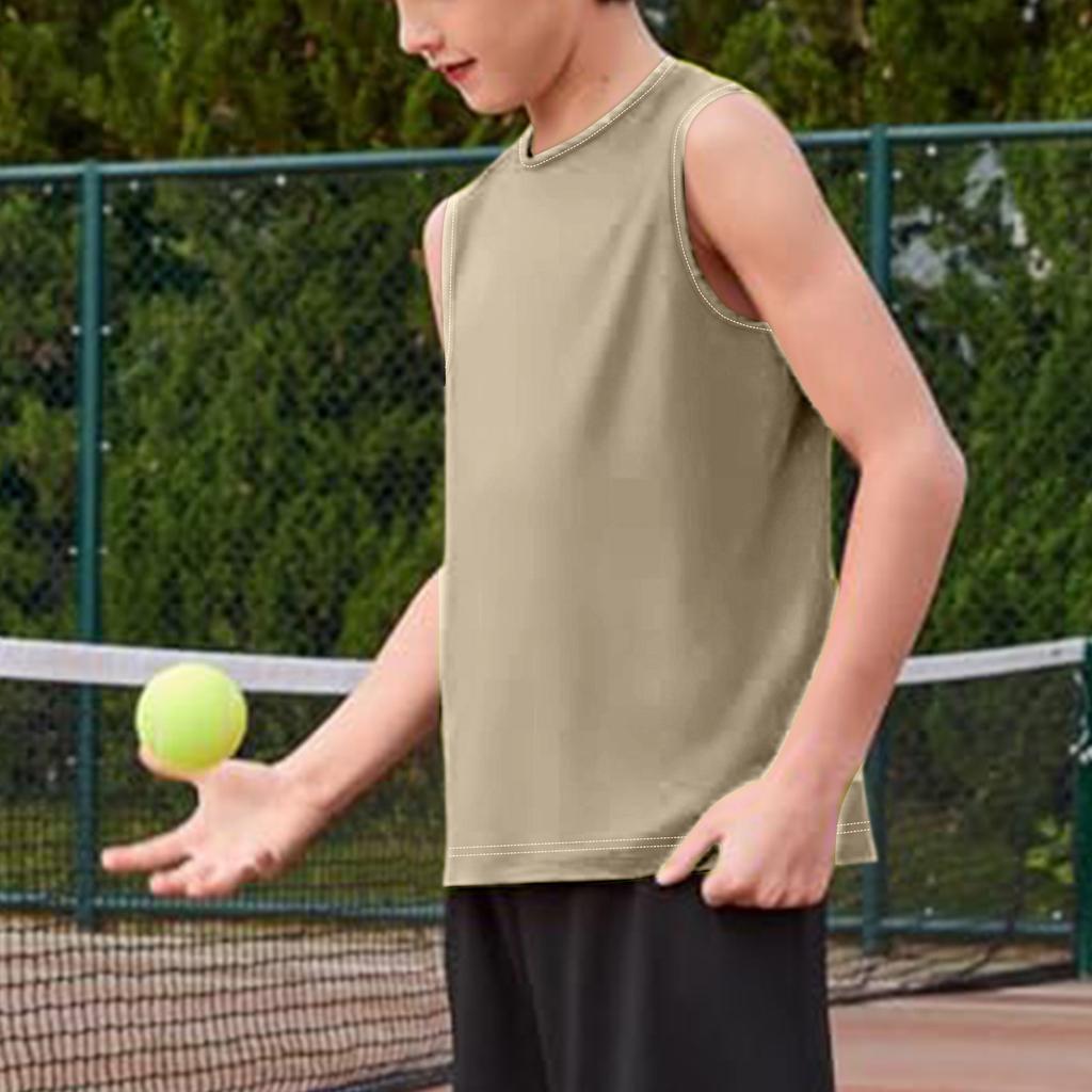 Ärmelloses Rundhals-Tanktop für Jungen Klassische Passform Jugend Basic Einfarbig Unterhemd Weiches Baumwollmaterial Bequem zu tragen