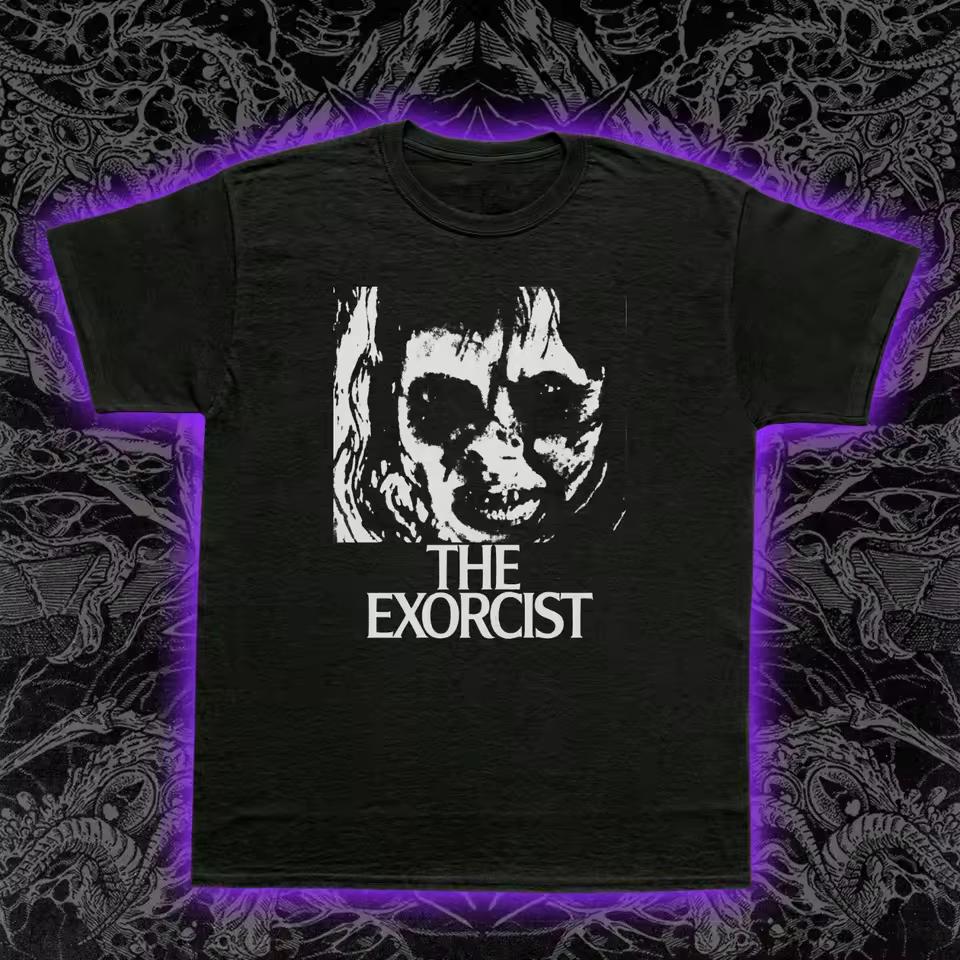 The Exorcist 1973 T-Shirt Classic Horror Film Graphic Tee Regan Pazuzu Unisex Graphic Men's T-Shirt Black Casual T shirt