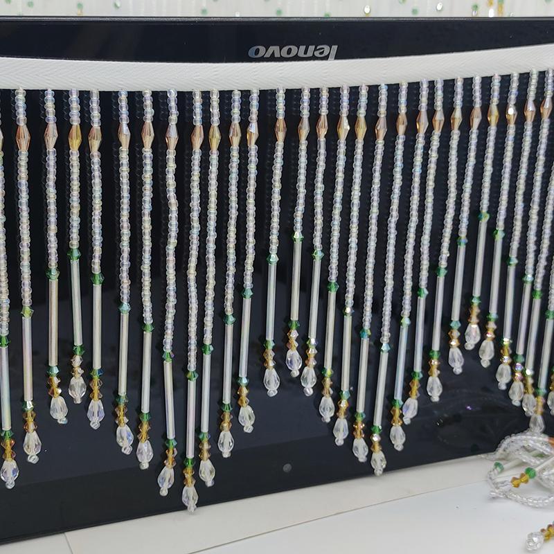 45Cm Long Tassel Glass Tube Fringe Tassel Fabric Diy Trim Ribbon Border Dance Dress Irregular Decor Wavy Beaded Sewing Tassel