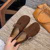 All-inclusive Birkenstocks women's autumn 2025 new belt buckle flat-soled single shoes light and comfortable loafers Doudou shoes