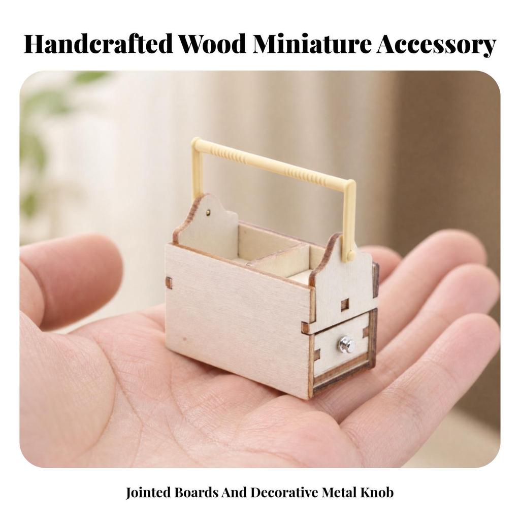 Miniature Toolbox with Front Drawer Lightweight Dollhouse Furniture High Quality