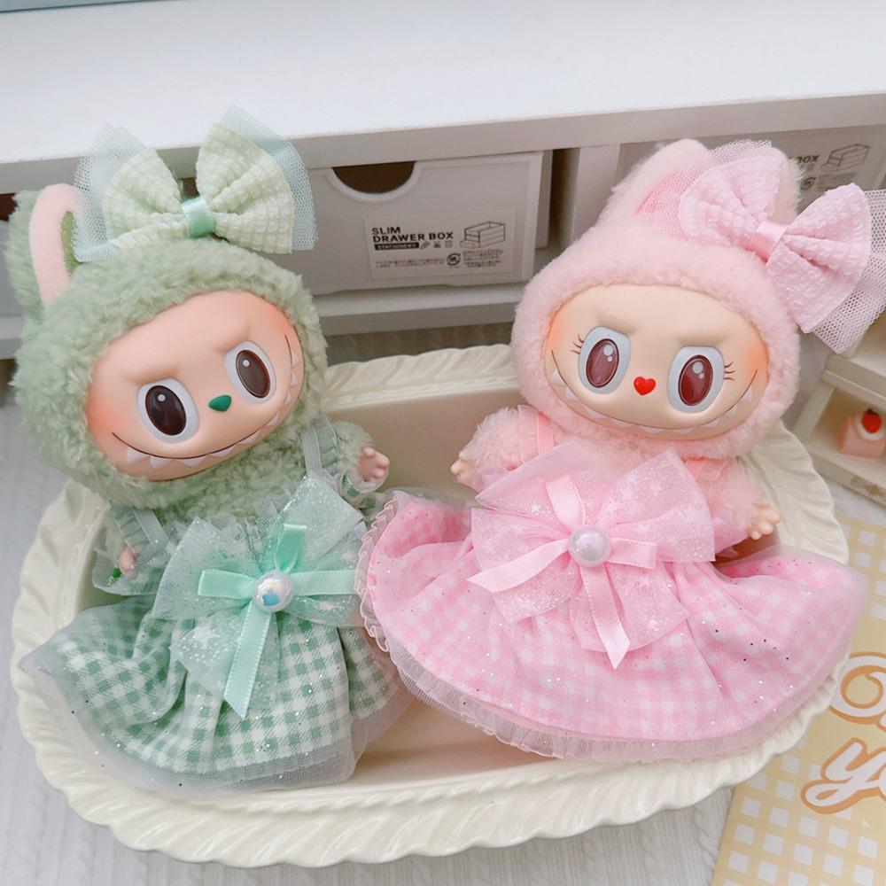

1 set Dress 17cm Labubu Pendant Clothes Bow Knot Labubu Doll s Clothes Set Kids Girls Toys жовтий