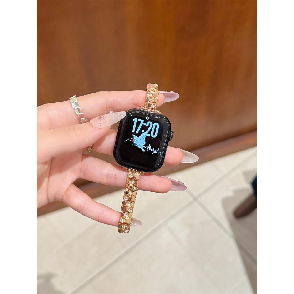 

Luxury Full Diamond Lattice Metal Strap for Apple Watch Series 11 10 9 8 7 6 SE Ultra, iWatch 49/46/41/40/38mm Women High-end Metal Bracelet Wristband 38/40/41/42S10 розового золота