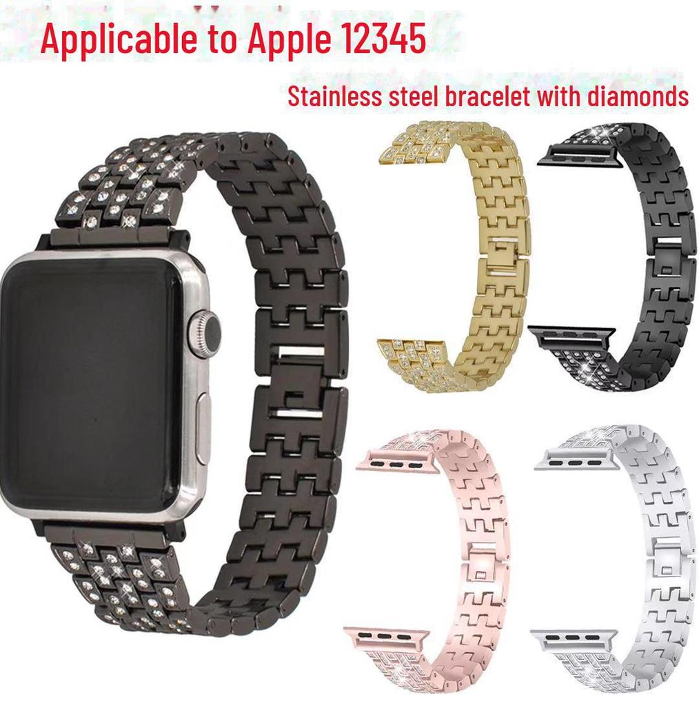 Full Diamond Alloy Watch Strap for Samsung S3, Huawei GT2, Apple Watch 8, and iWatch