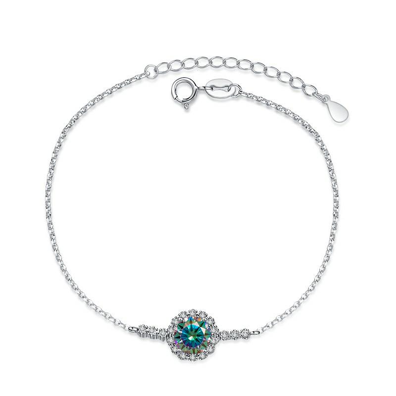 Bague Ringen S925 Sterling Silver Full Star Double Row Drill D Color Mossan Stone Bracelet Female Niche 1 Carat Mossan Diamond