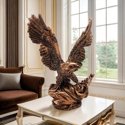 Eagle Figurine Sculpture Table Decoration Handmade Collectible 23x11x29cm Spreading Wing Statue for