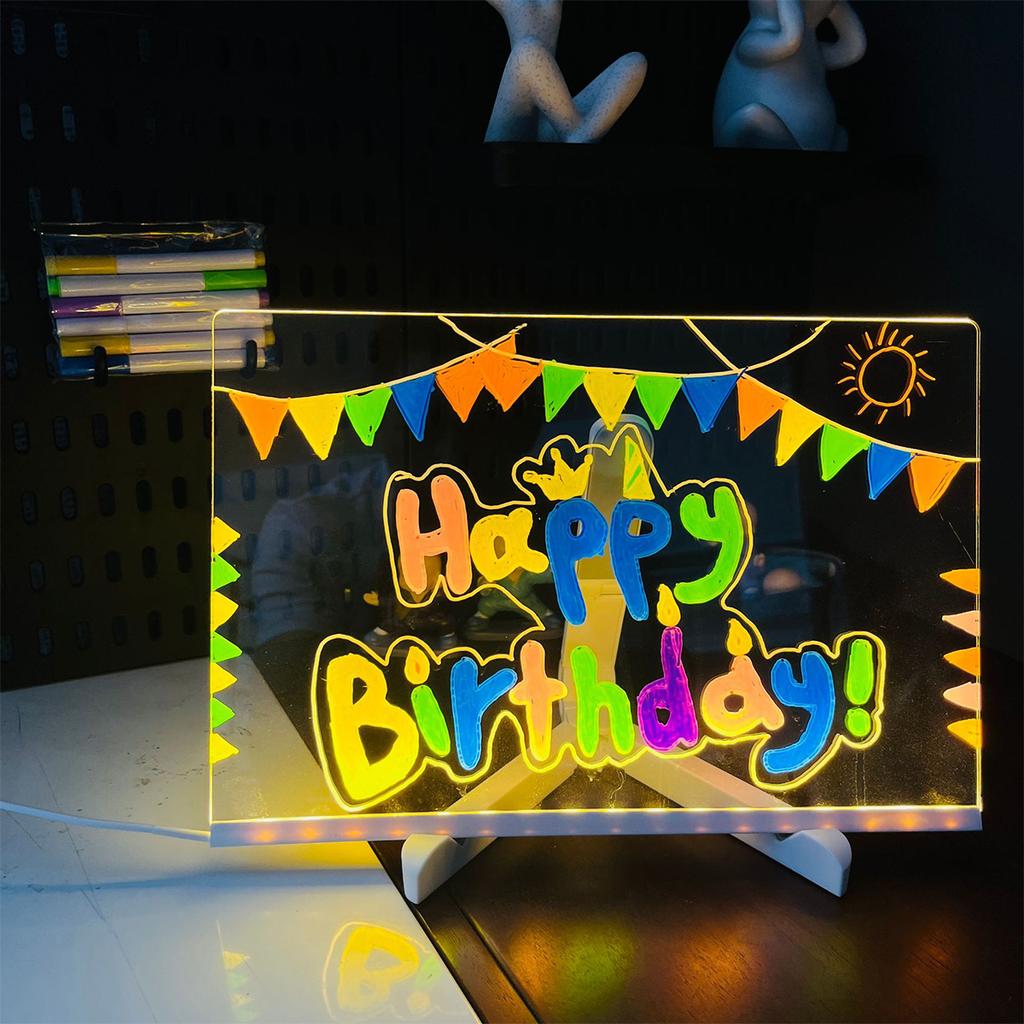 LED Glowing Transparent Marking Board Acrylic Erasable Adult, Children Art DIY Painting Board Home Office Store Supplies