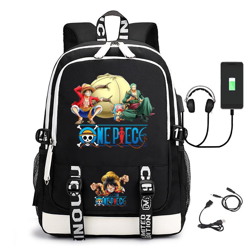 Hot-selling ONE PIECE Luffy backpack usb charging large capacity bag