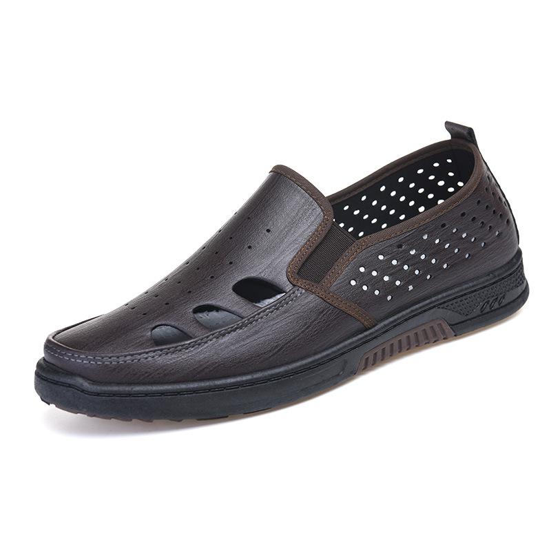 2025 Men s Summer Genuine Leather Closed-Toe Breathable Sandals Size 38