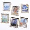 Vintage 1:12 Miniature Framed Pos Oil Painting Toys Doll Accessories Dollhouse Ornament Mural Wall Picture Miniaturas Casa