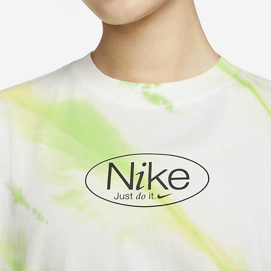 Nike Sportswear Gradient Logo Loose Knit Crew Neck Short Sleeve T-Shirt Women Tops White DQ3142-100
