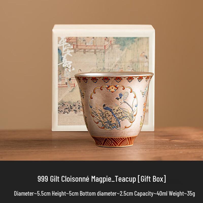 

Jun XVII WZ Cloisonné Silver Enamel Tea Cup Tasting Cup