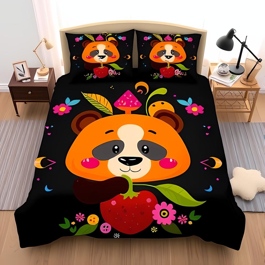 Bettdecke Cartoon Panda Niedlich Liebe Englischer Panda Digitaldruck Bettwäsche Set Geeignet Kinder Kinder Und Erwachsene
