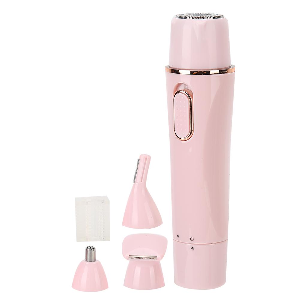 4 In 1 Electric Hair Shaver Epilator Portable Eyebrow Nose Hair Trimmer Pink (USB Charging)