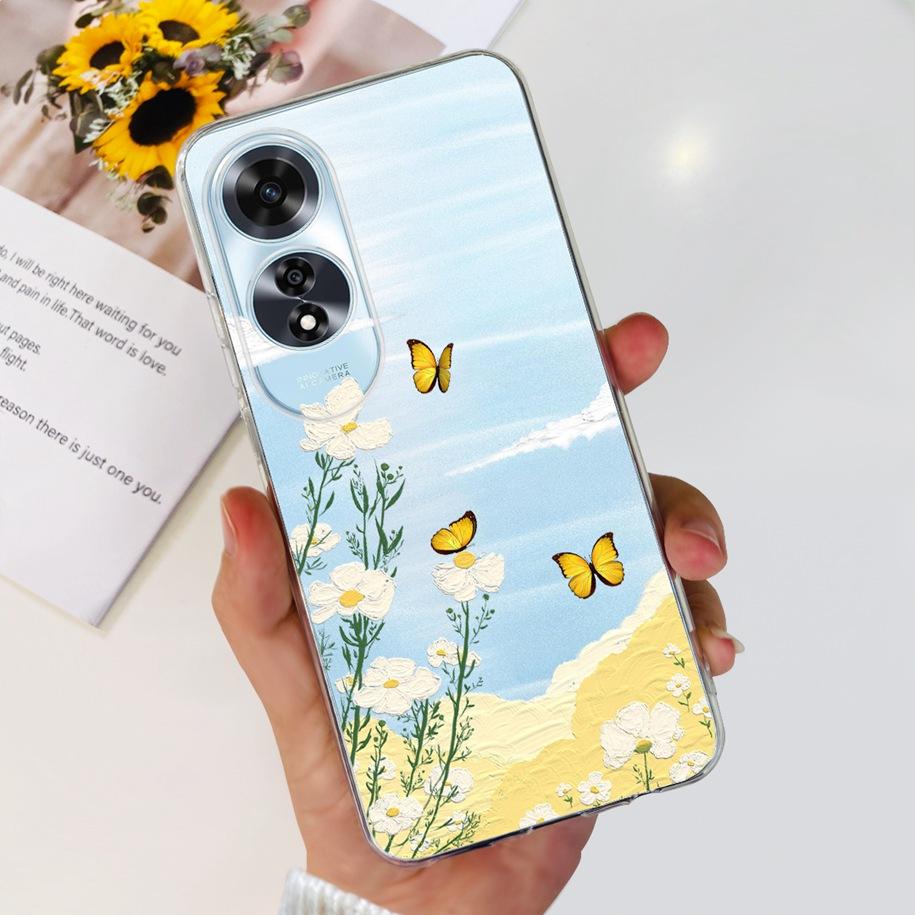 For OPPO A60 4G Case CPH2631 Cute Cat Cartoon Transparent TPU Silicone Soft Slim Cover For OPPO A60 A 60 OPPOA60 2024 Bumper New