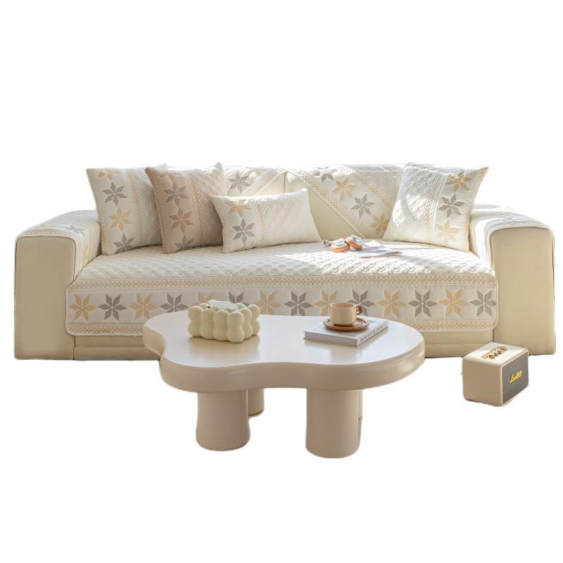 Washed Cotton Sofa Cushion Summer Light Luxury Non-Slip Fabric Cover Towel Seat Cushion Cover