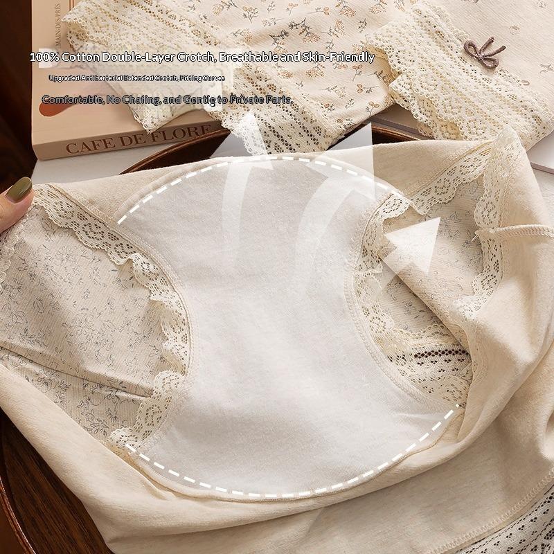Ladies Spring Pure Cotton 10A Antibacterial Extended Crotch Breathable Hip and Waist Flat Angle Briefs