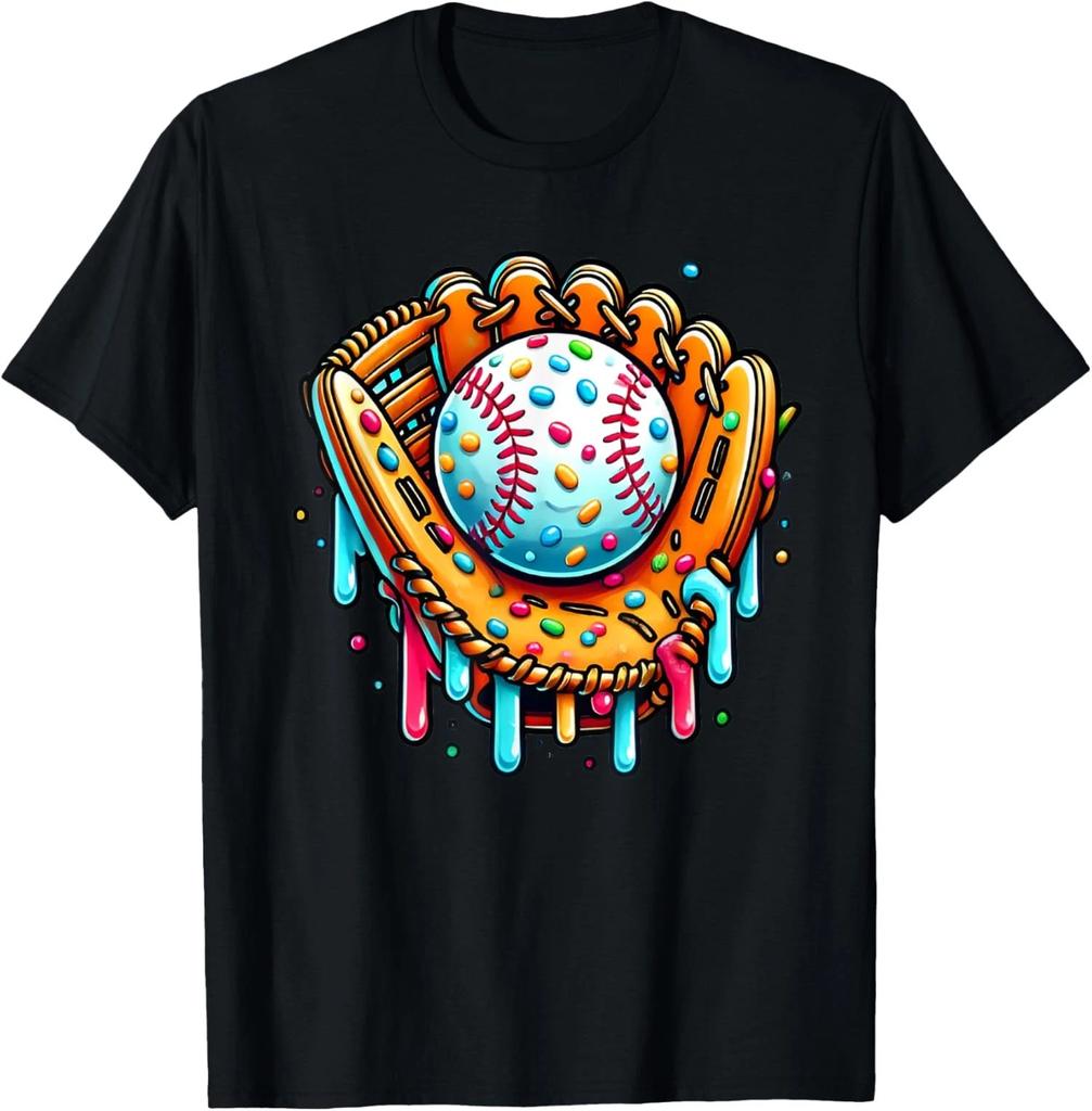 Ice Cream Drip Baseball Stuff Baseball Drip Graphic Unisex T-Shirt