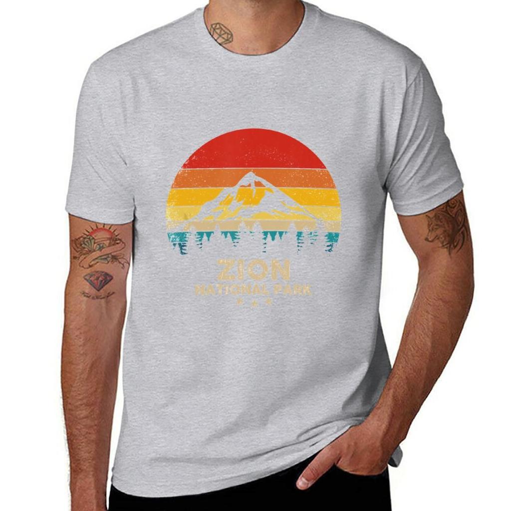 Vintage Zion  National Park Retro Souvenir TShirt Cute Tops Hippie Clothes Mens Clothing