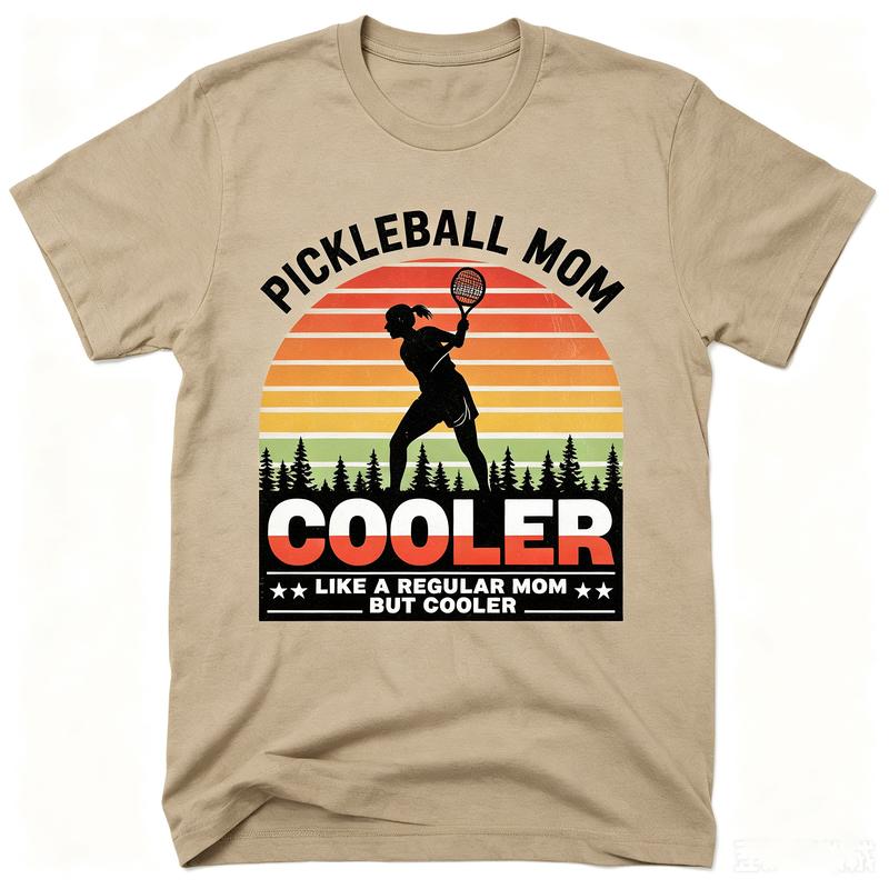 Pickleball Mom Cooler TShirt Vintage Sunset Sport Graphic Tee Casual Short Sleeve Shirt for Unisex Gift Streetwear Player Lover