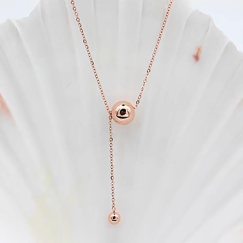 Purple Gold Glossy Beads Fringed Money Light Luxury High-End Chain Plated Rose Gold Ball Necklace