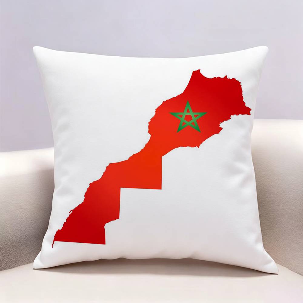Morocco Map Flag Doublesided Print Pillow Case Cushion Cover Throw Pillow Case For Car Sofa