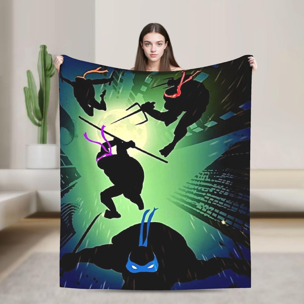 Soft Blankets Camping TMNT Game  Throw Blanket  Flannel Bedspread For Couch Chair Sofa Bed Street Trend Sofa Bed Cover