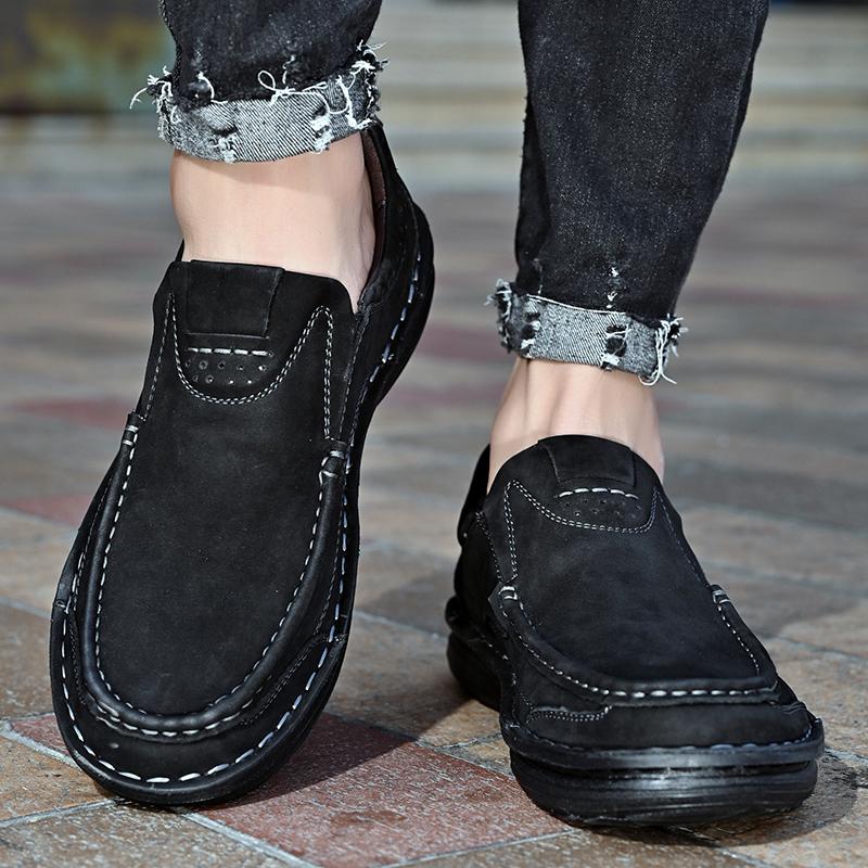 Fashion Spring Genuine Leather Men's Shoes Brand Autumn Plus Size Men's Casual Leather Shoes Outdoor Lace-Up Oxfords Men Flat Moccasins