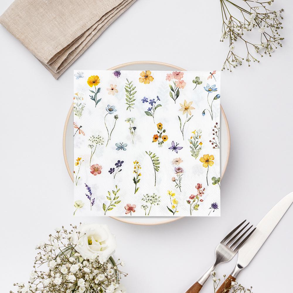 In-Stock Multicolor Floral Disposable Party Napkins
