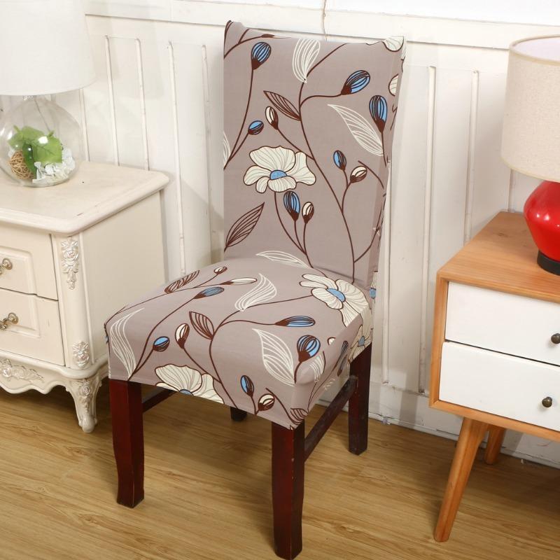 Printed Chair Cover Elastic Kitchen Seat Cover Stretch Chair Covers for Dining Room Wedding Hotel Banquet Washable