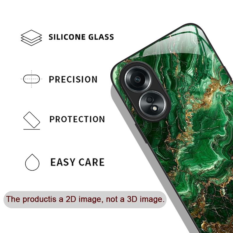 Gorgeous Emerald Pattern Tempered Glass Phone Case for OPPO Realme 14 13 12 11 10 Pro Plus 9i GT Neo 3 2 X7 Pro Protective Cover