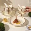 SAMLNG·DY Mocha Cream Style Ceramic Dinnerware Set