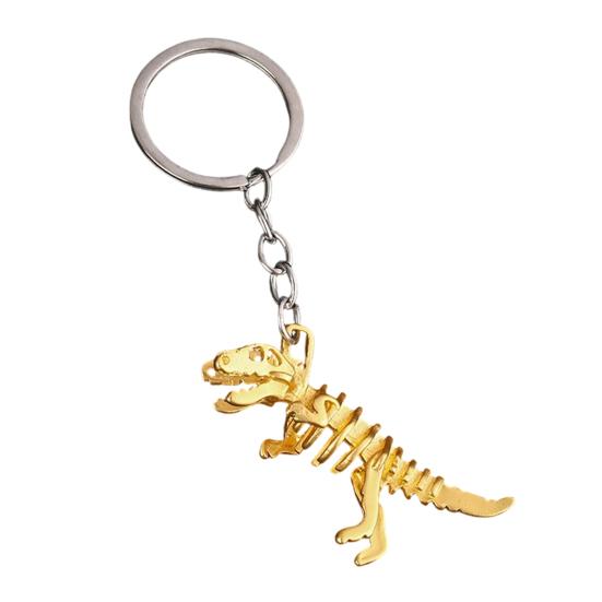 

Goth Core Dinosaur Keychain Glow Skull Skeleton with Metal Chain, Y2K Grunge Accessories for Backpack & Keys золотистый