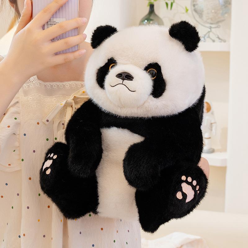 Simulation Sitting Giant Panda Plush Toy Doll Zoo Souvenir Chubby Giant Panda Baby Doll Gift