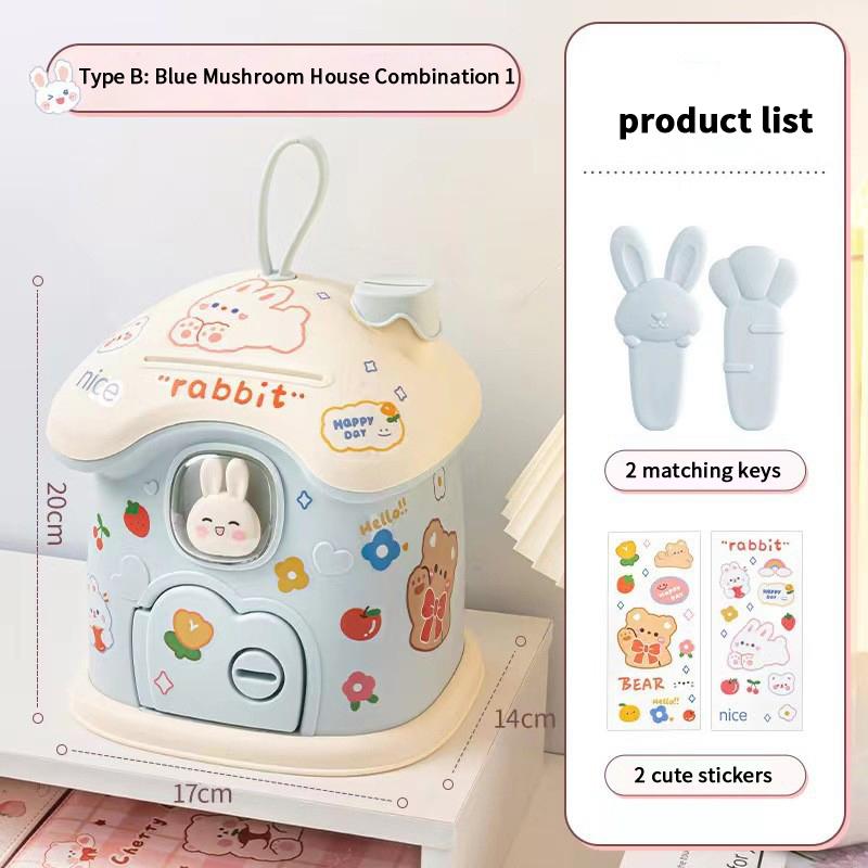 1 Set Children House Coin Holder Piggy Banks Safe Box Bunny Piggy Bank Mysterious Box Room Decor Cash Savings Bills Moneybox
