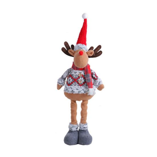 Christmas Gnome Plush Doll Retractable Legs Santa Claus Snowman Elk Ornament Adjustable Standing Figurine Decoration